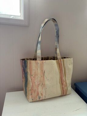 Handmade Artistic Abstract Canvas Tote Bag - Heavy Duty Lined Shopper